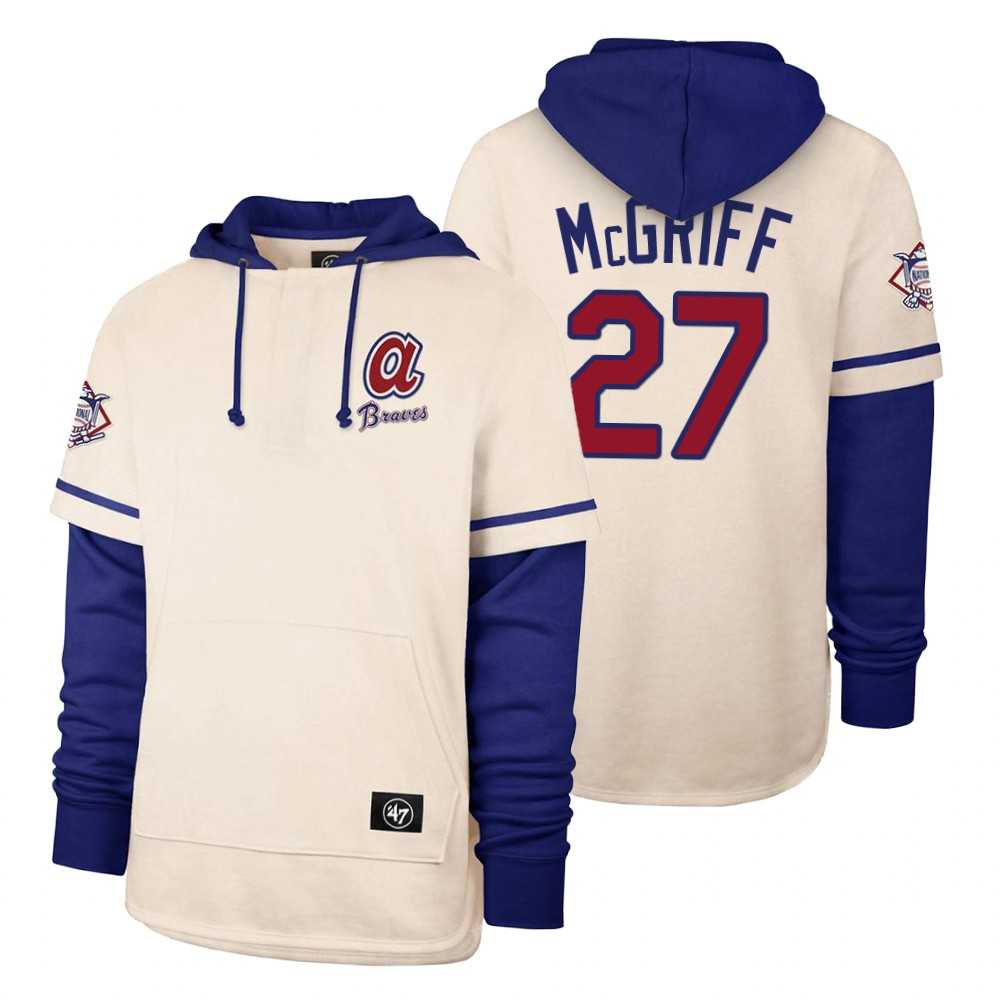Men Atlanta Braves 27 Mcgriff Cream 2021 Pullover Hoodie MLB Jersey Men Atlanta Braves 27 Mcgriff Cream 2021 Pullover Hoodie MLB Jersey